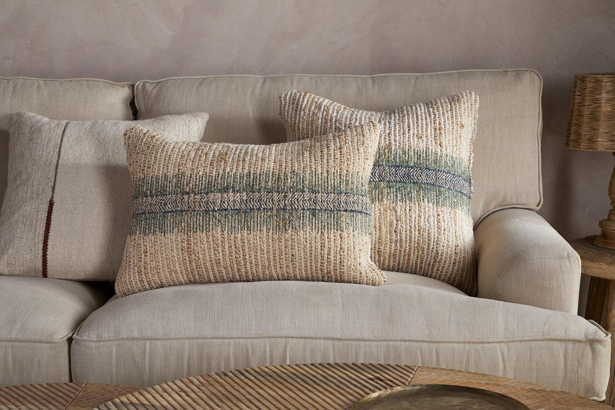 Zairya Jute & Cotton Cushion Cover - Sea Foam