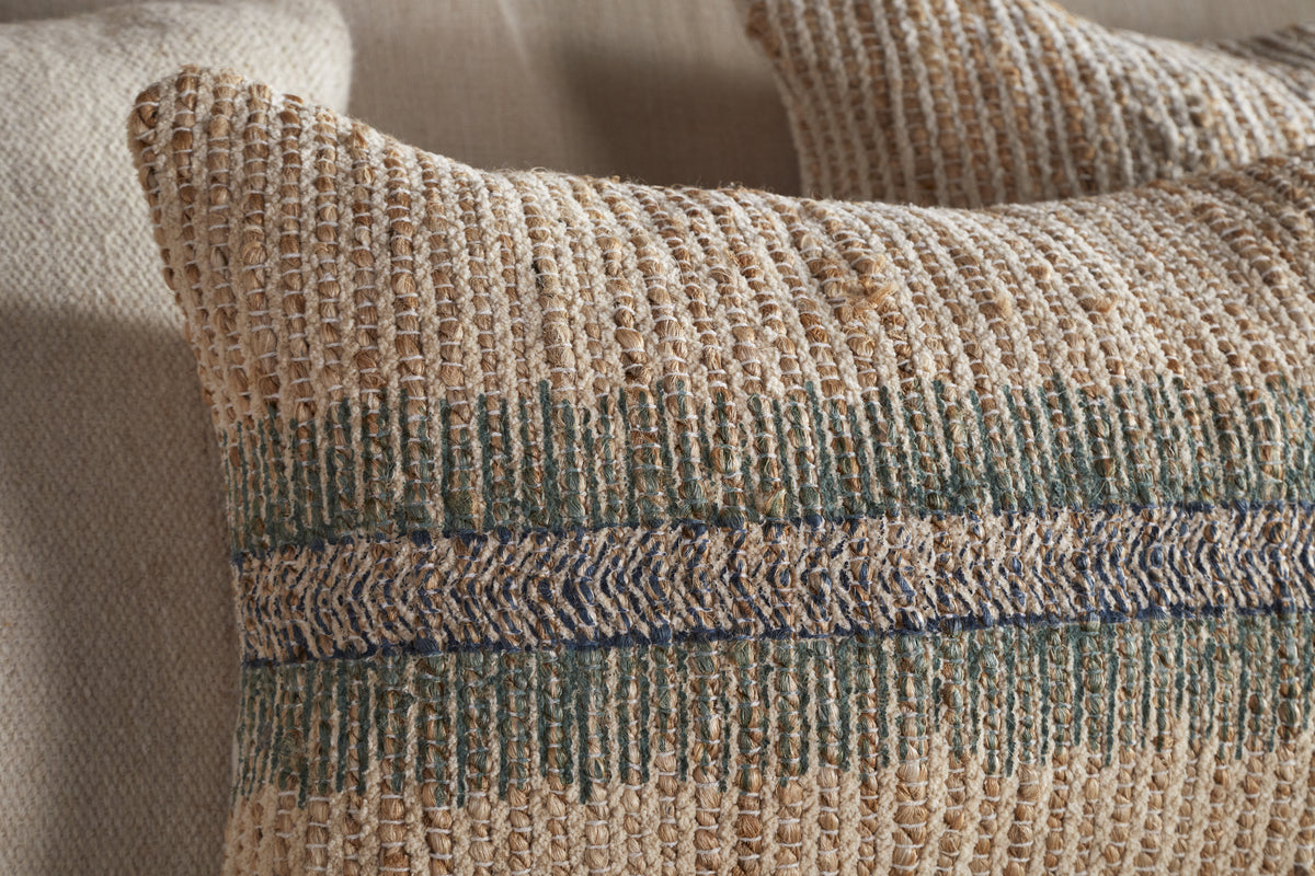Zairya Jute & Cotton Cushion Cover - Sea Foam