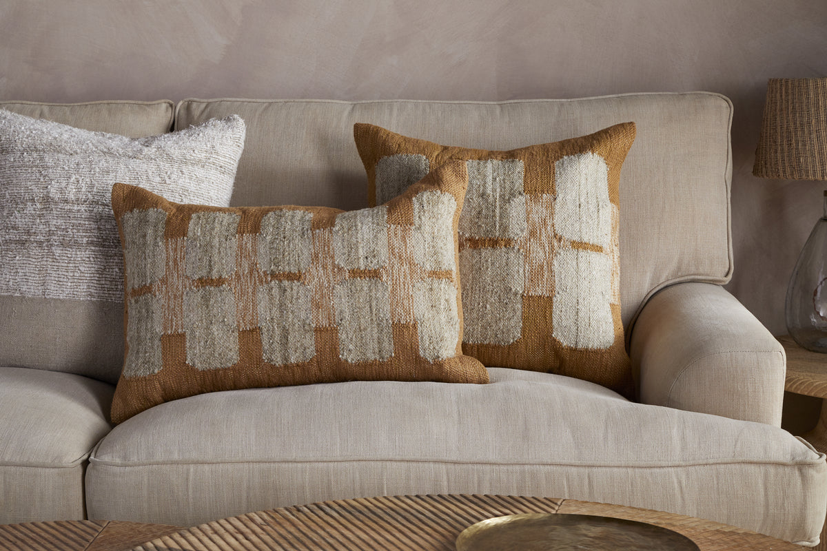 Akki Wool & Cotton Cushion Cover - Ochre