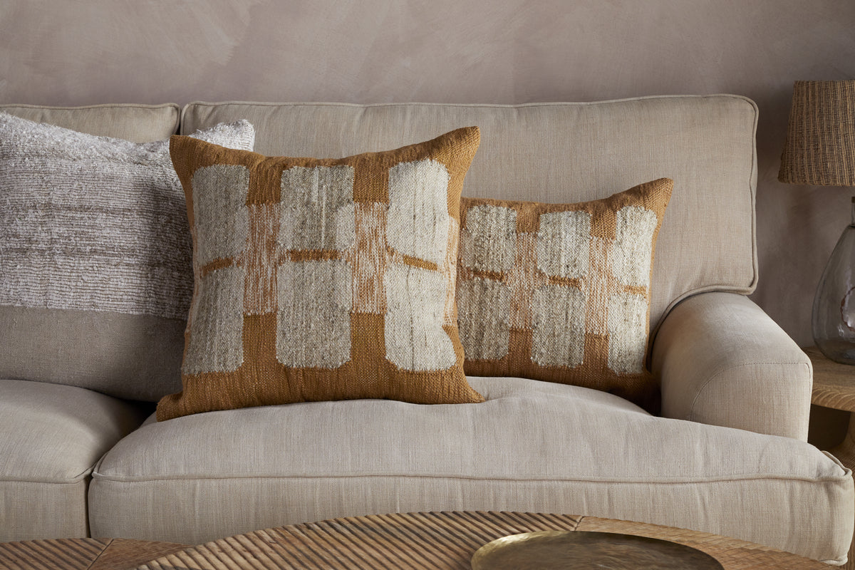 Akki Wool & Cotton Cushion Cover - Ochre