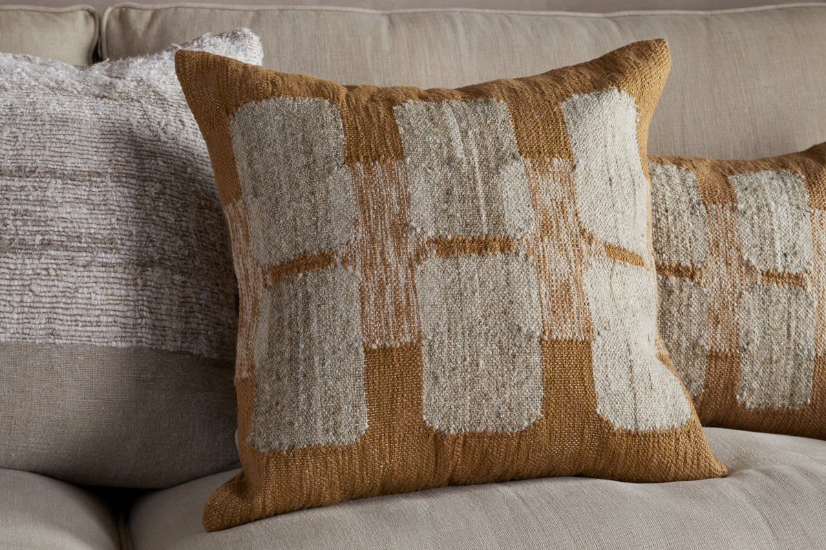 Akki Wool & Cotton Cushion Cover - Ochre