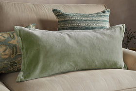 Menmai Statement Velvet Lumbar Cushion Cover - Moss Green - 35 x 80cm