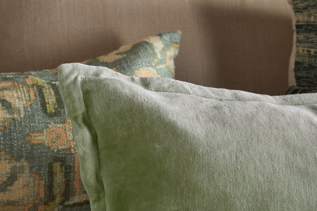 Menmai Statement Velvet Lumbar Cushion Cover - Moss Green - 35 x 80cm