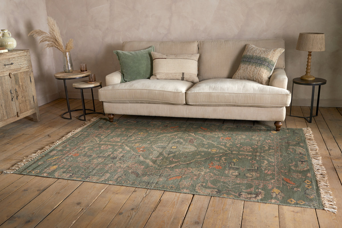 Okuta Jute Heirloom Rug - Olive Green - 150 x 240cm