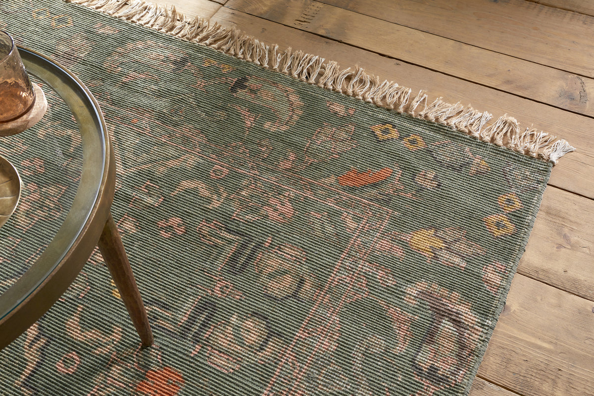 Okuta Jute Heirloom Rug - Olive Green - 150 x 240cm