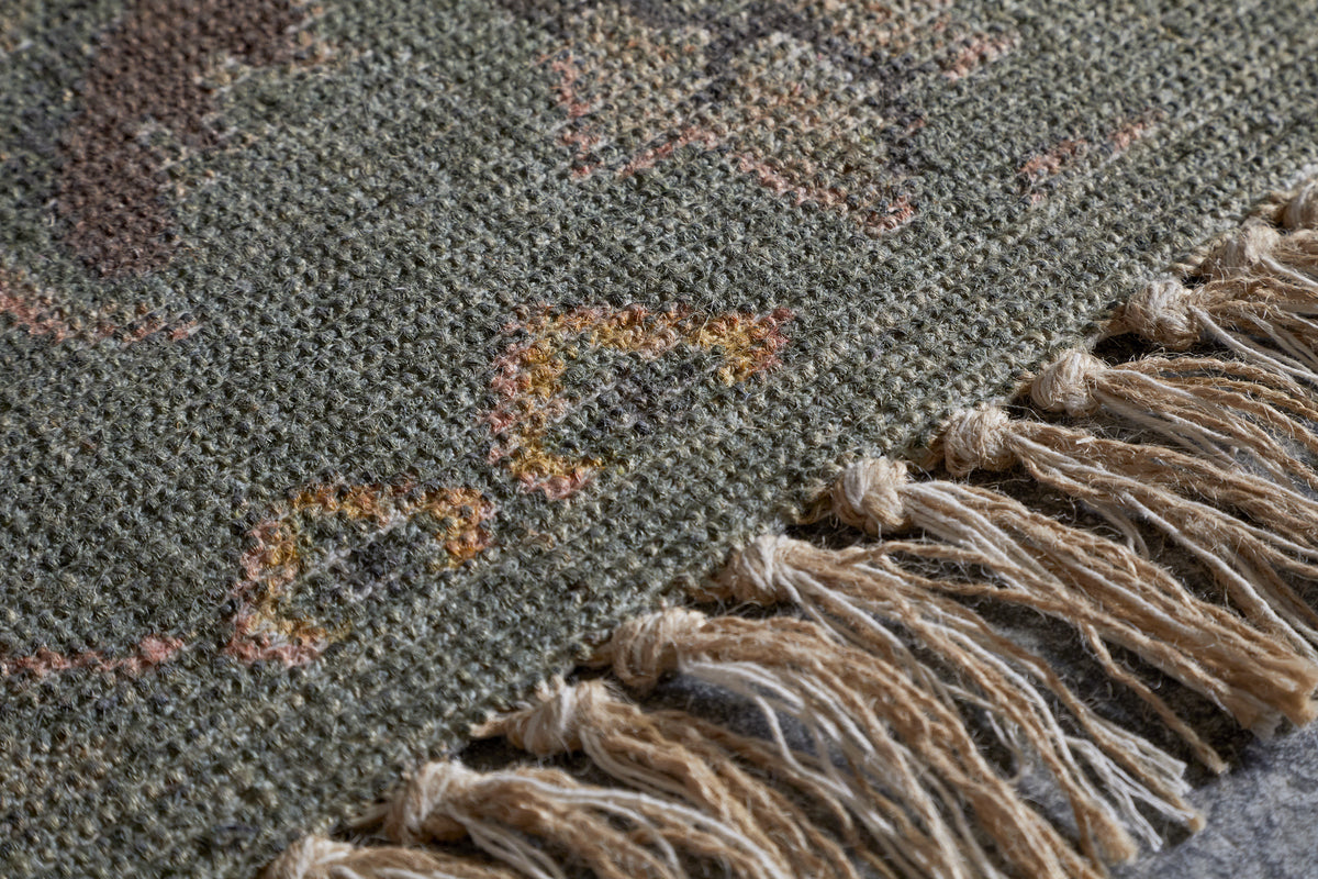 Okuta Jute Heirloom Rug - Olive Green - 150 x 240cm