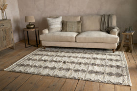 Japandi Handspun Cotton & Wool Rug - Cream & Clay - 150 x 240cm