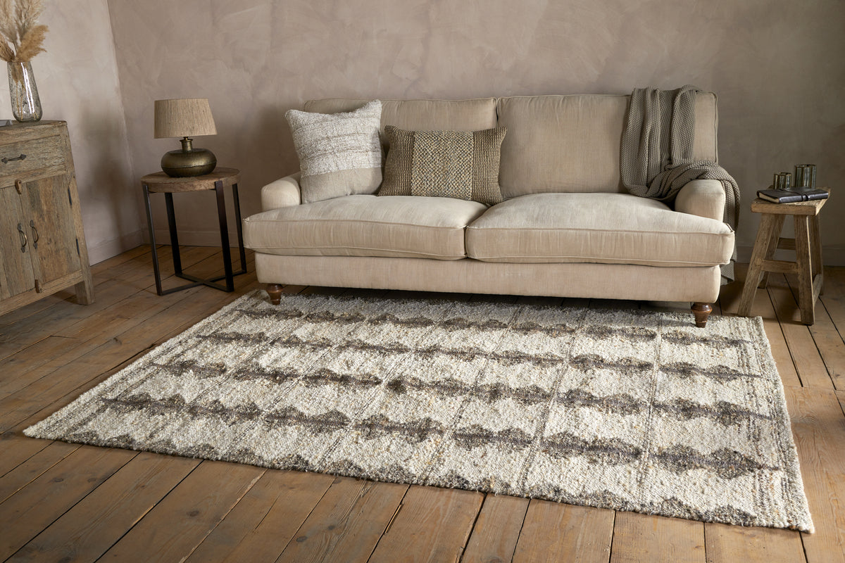 Japandi Handspun Cotton & Wool Rug - Cream & Clay - 150 x 240cm