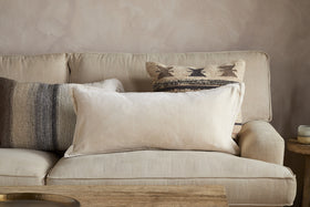 Menmai Statement Velvet Lumbar Cushion Cover - Cream - 35 x 80cm
