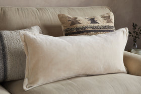 Menmai Statement Velvet Lumbar Cushion Cover - Cream - 35 x 80cm