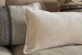 Menmai Statement Velvet Lumbar Cushion Cover - Cream - 35 x 80cm