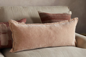 Menmai Statement Velvet Lumbar Cushion Cover - Dusty Pink - 35 x 80cm