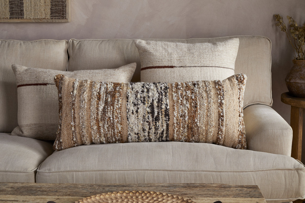 Maua Statement Boucle Lumbar Cushion Cover - Mocha - 35 x 80cm
