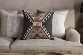 Shukhi Wool & Cotton Cushion Cover - Black & Brown - 50 x 50cm