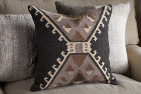 Shukhi Wool & Cotton Cushion Cover - Black & Brown - 50 x 50cm