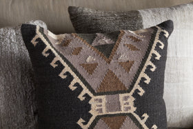Shukhi Wool & Cotton Cushion Cover - Black & Brown - 50 x 50cm