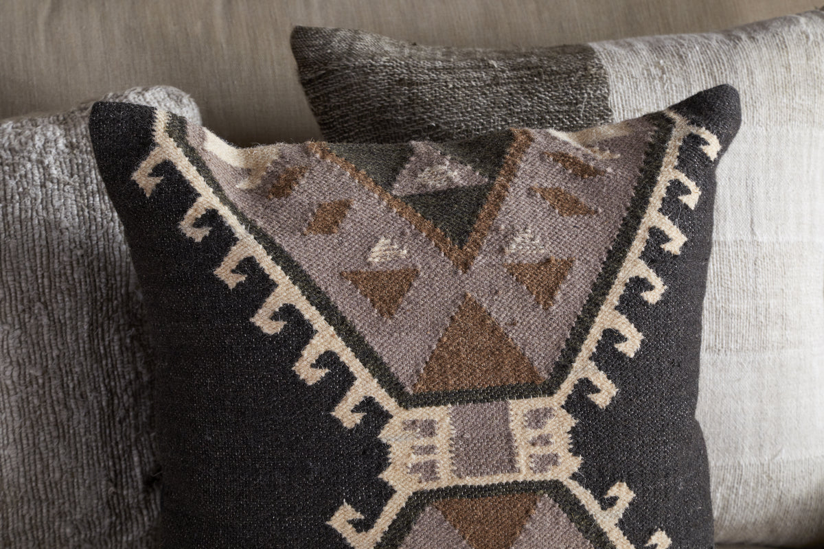 Shukhi Wool & Cotton Cushion Cover - Black & Brown - 50 x 50cm