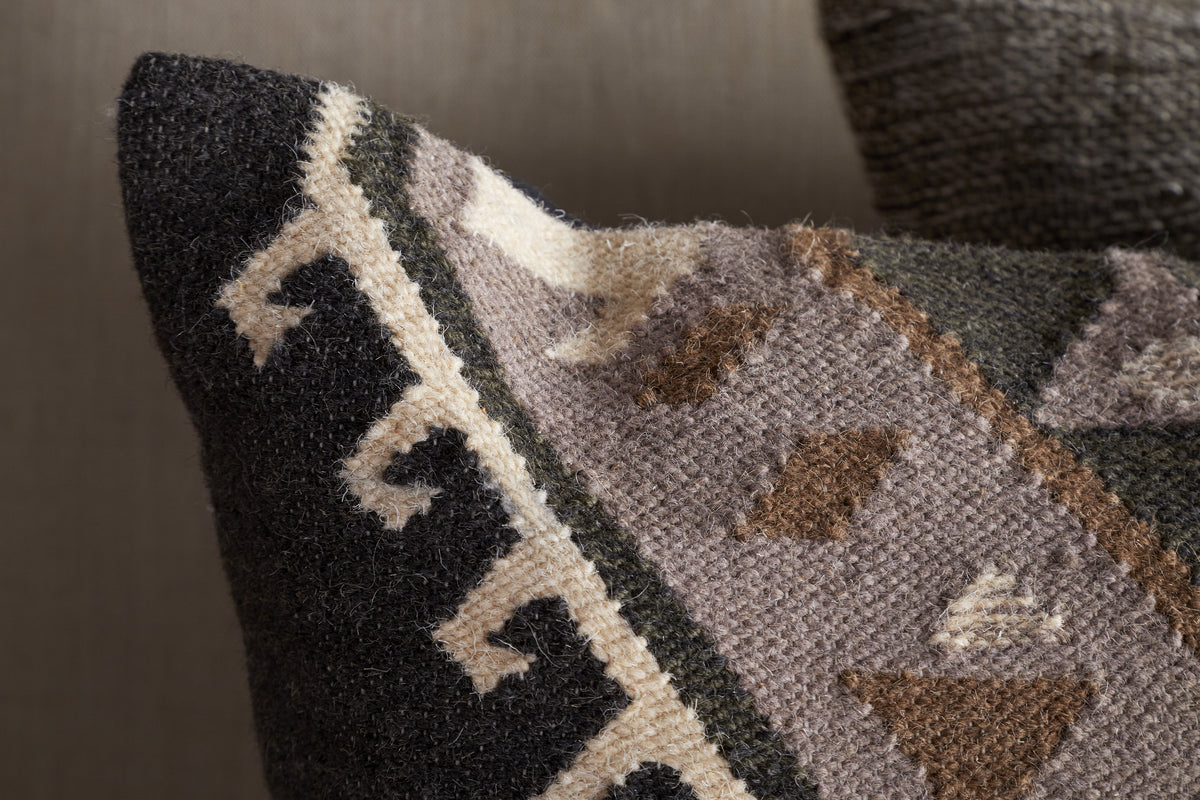 Shukhi Wool & Cotton Cushion Cover - Black & Brown - 50 x 50cm