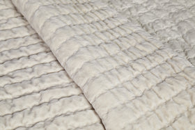 Nidra Velvet & Linen Bed Quilt - Natural - 220 x 240cm