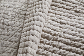 Nidra Velvet & Linen Bed Quilt - Natural - 220 x 240cm