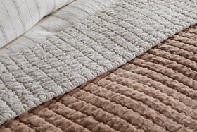 Nidra Velvet & Linen Bed Quilt - Dusty Pink - 220 x 240cm