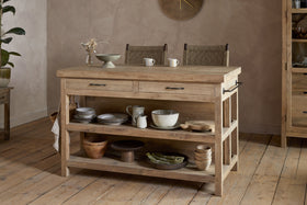 Tivu Reclaimed Wood Kitchen Island - Natural