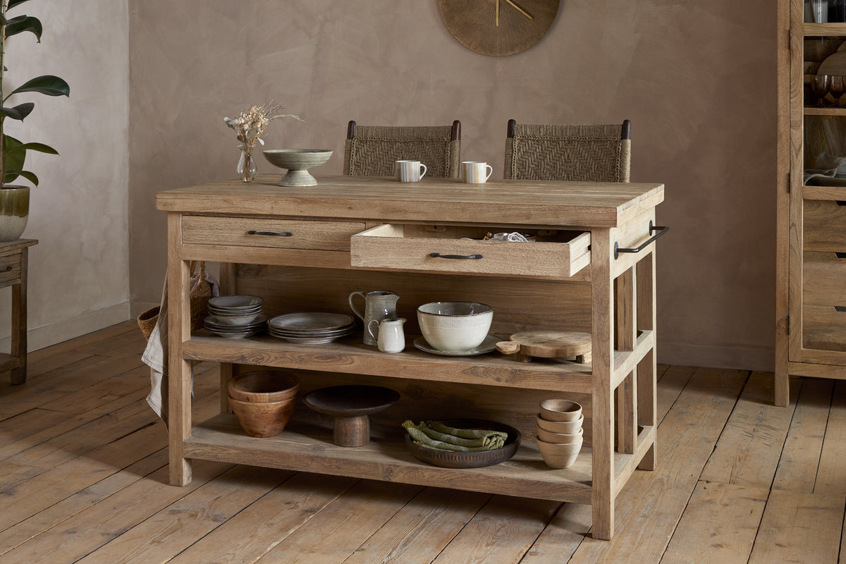 Tivu Reclaimed Wood Kitchen Island - Natural