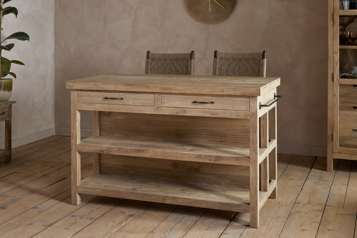 Tivu Reclaimed Wood Kitchen Island - Natural