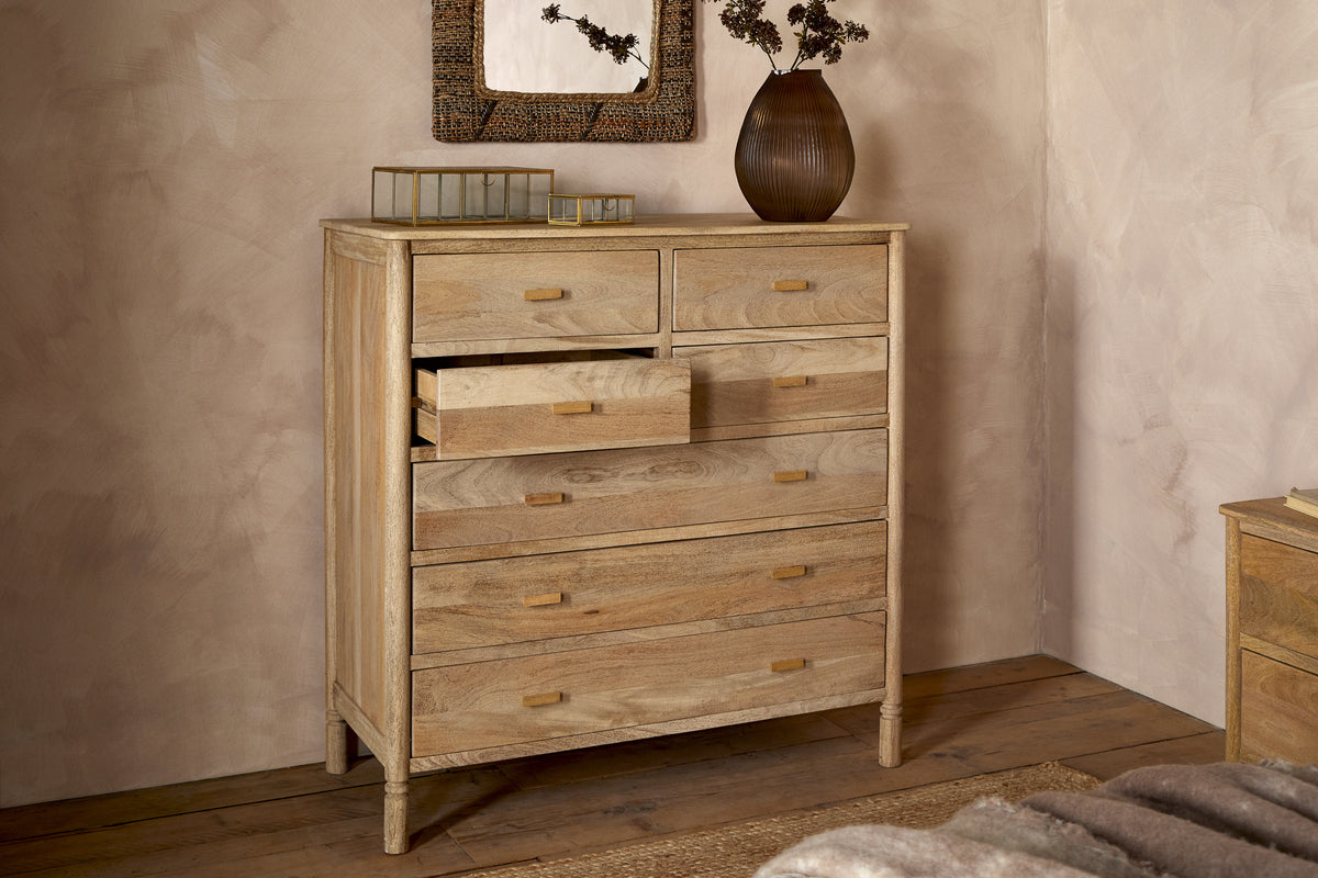 Sri Mango Wood Chest of Drawers - Natural