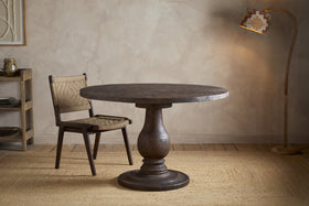 Laya Carved Wood Dining Table - Chocolate Brown