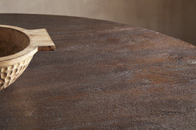 Laya Carved Wood Dining Table - Chocolate Brown