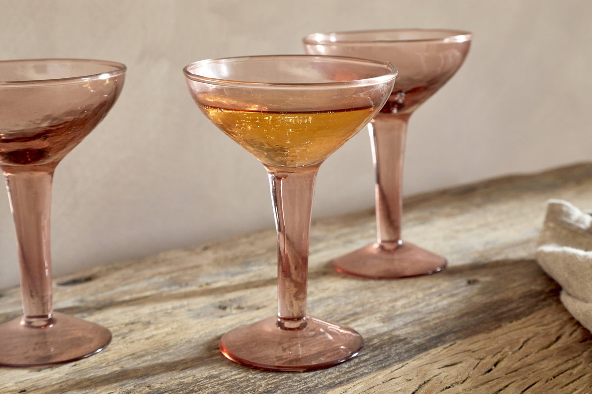 Yala Hammered Champagne Coupe - Dusty Terracotta - (Set of 4)