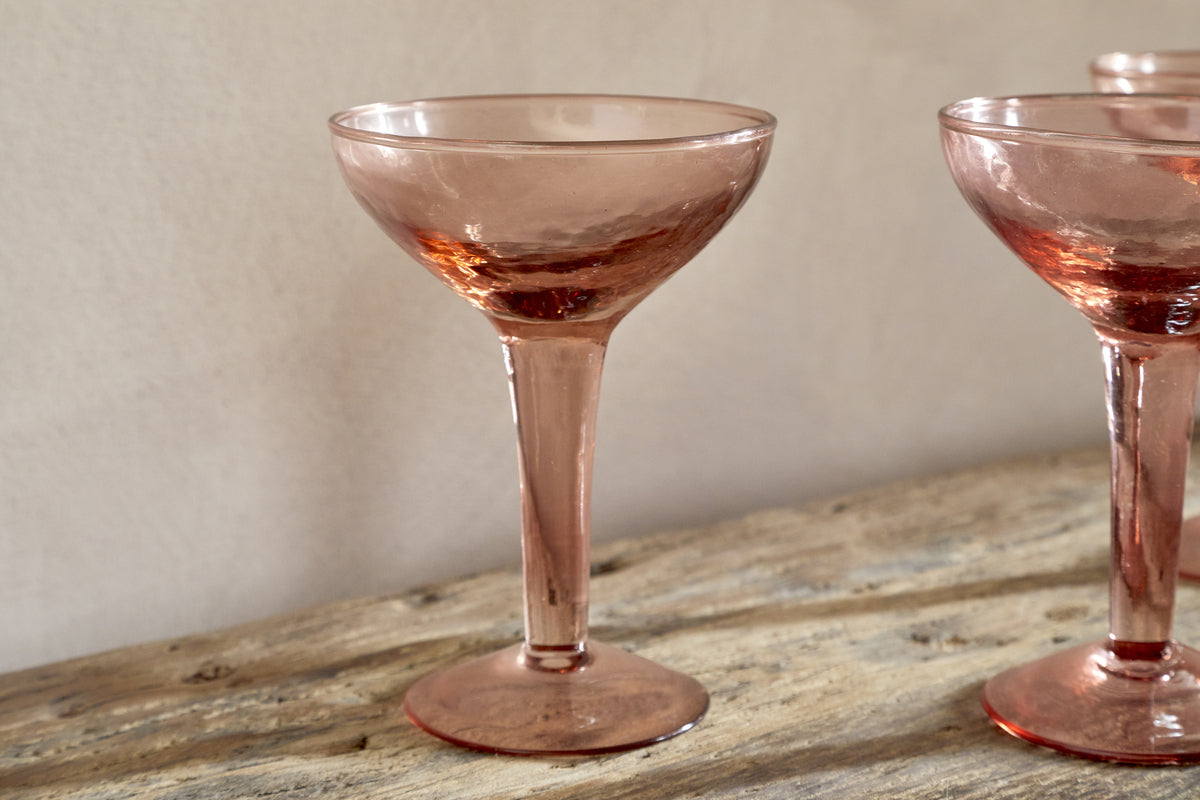 Yala Hammered Champagne Coupe - Dusty Terracotta - (Set of 4)