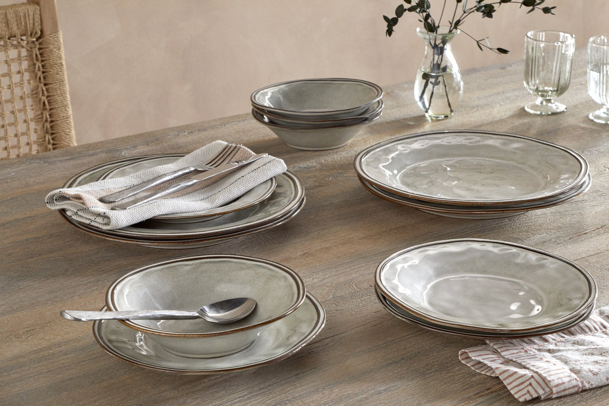 Pedra Dinnerware Set - Pewter - (Set of 12)