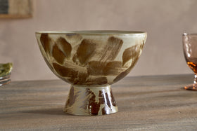 Terra Footed Bowl - Khaki Green