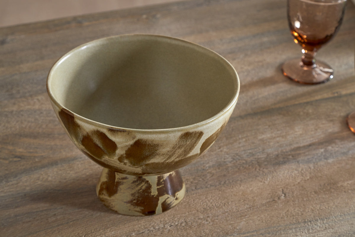 Terra Footed Bowl - Khaki Green