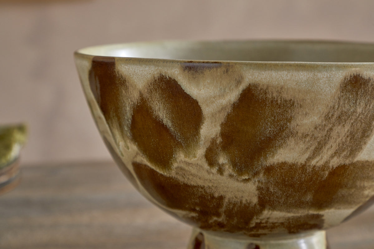 Terra Footed Bowl - Khaki Green