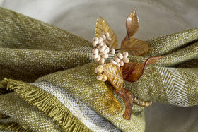Parili Glass Leaf Napkin Rings - Natural & Rust - (Set of 4)