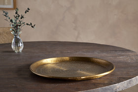 Dhanya Round Tray - Antique Brass