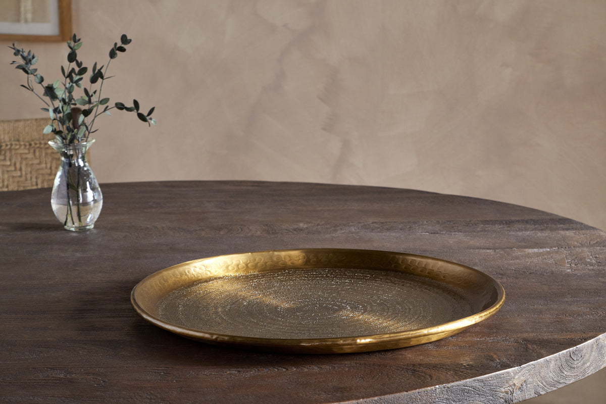 Dhanya Round Tray - Antique Brass