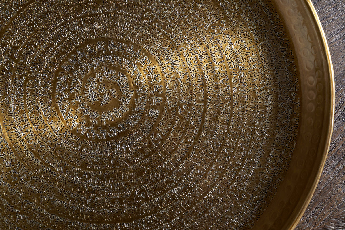 Dhanya Round Tray - Antique Brass