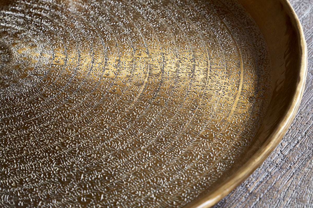 Dhanya Round Tray - Antique Brass