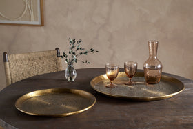 Dhanya Round Tray - Antique Brass