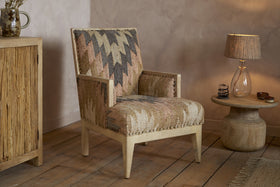 Chhavi Kilim Upholstered Armchair - Multi