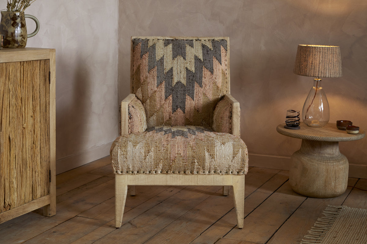 Chhavi Kilim Upholstered Armchair - Multi
