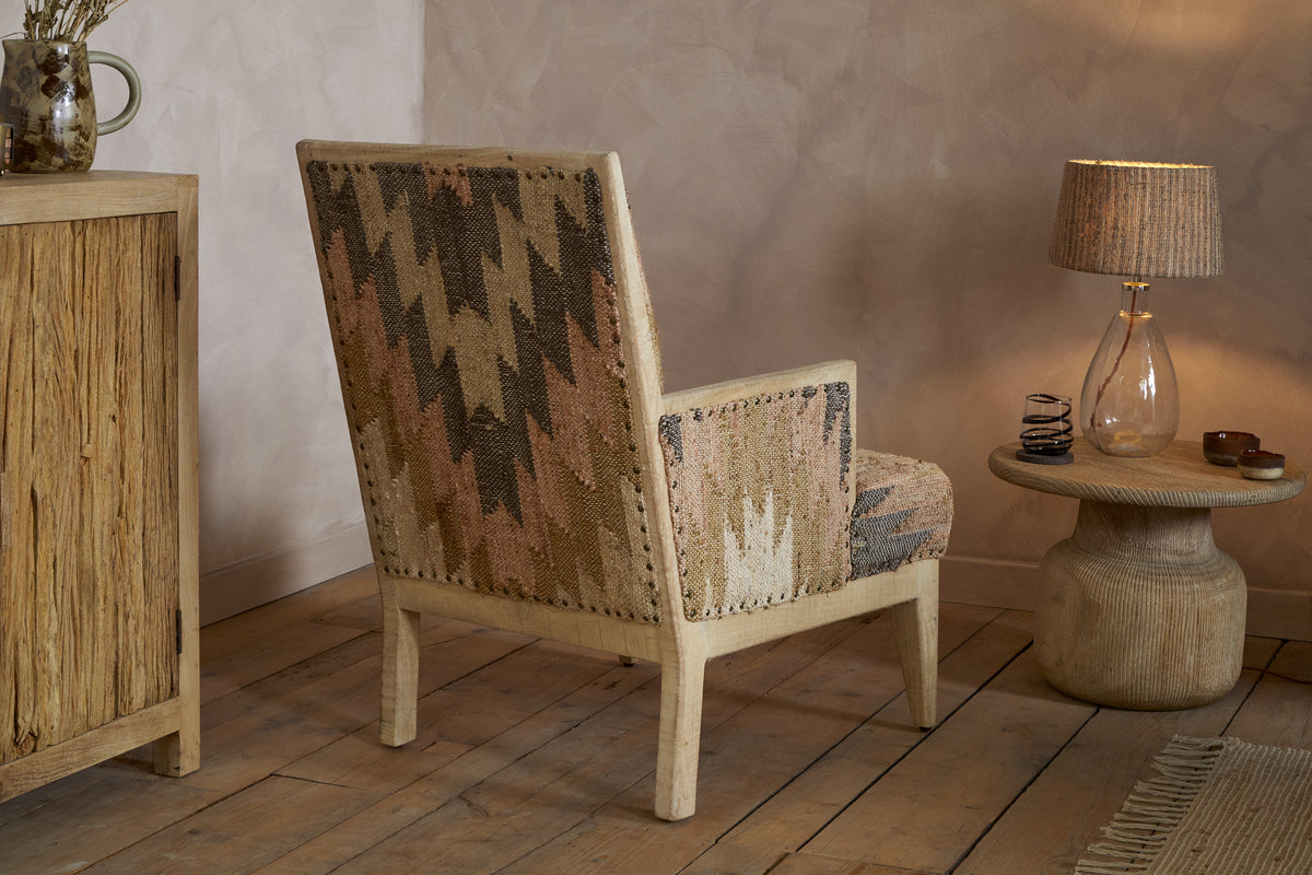 Chhavi Kilim Upholstered Armchair - Multi