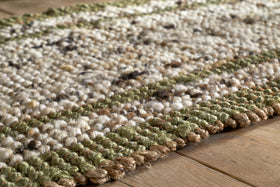 Kanta Jute & Textural Tweed Runner - Olive Green - 66 x 200cm
