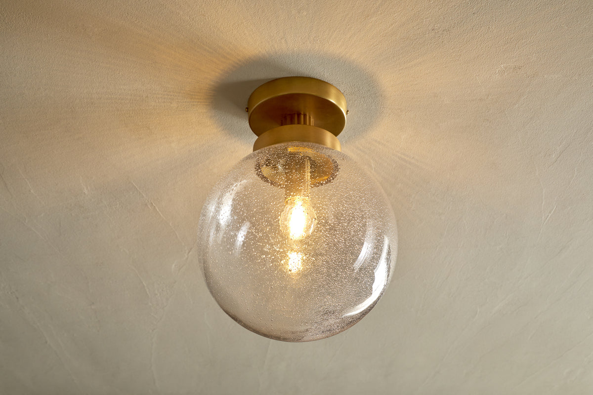 Jayeda Recycled Glass Rice Ball Flush Light - Clear