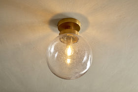 Jayeda Recycled Glass Rice Ball Flush Light - Clear