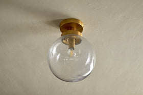 Jayeda Recycled Glass Rice Ball Flush Light - Clear